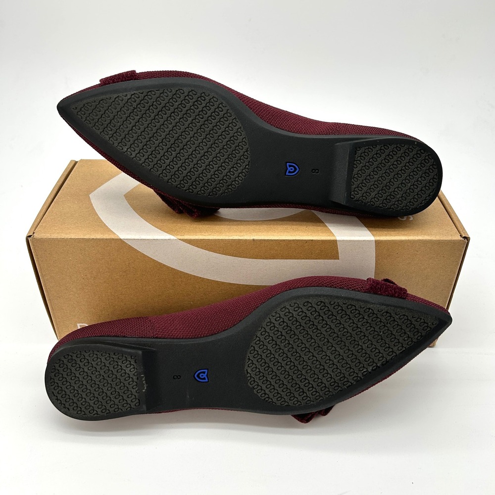 Rothy's The Bow Point II Size 8 Womens Flats Syrah Burgundy Sustainable Knit NEW - Picture 5 of 7